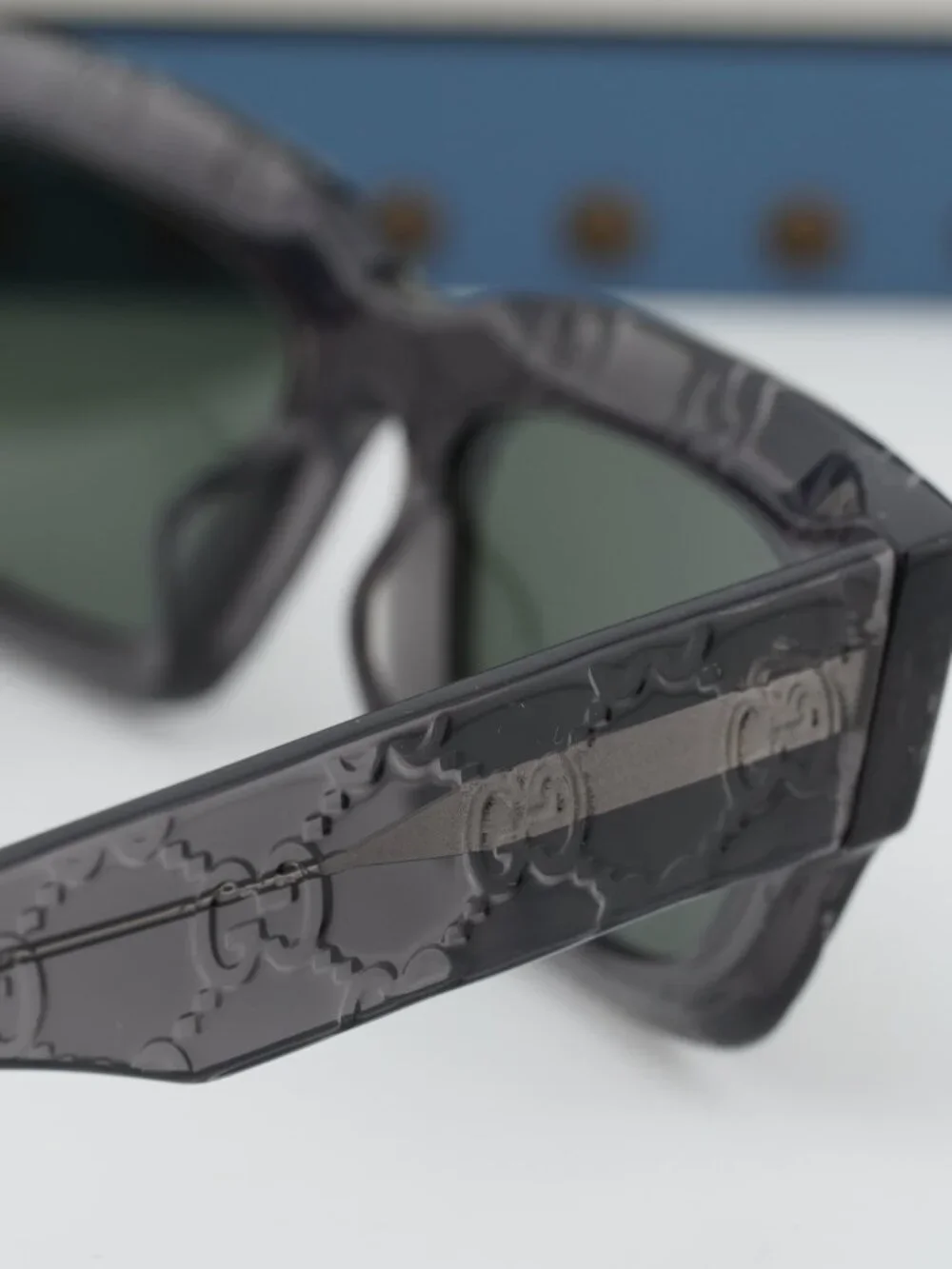 Gucci GG1838S 011 Rectangle Sunglasses - Grey with GG pattern - Picture 9 of 12